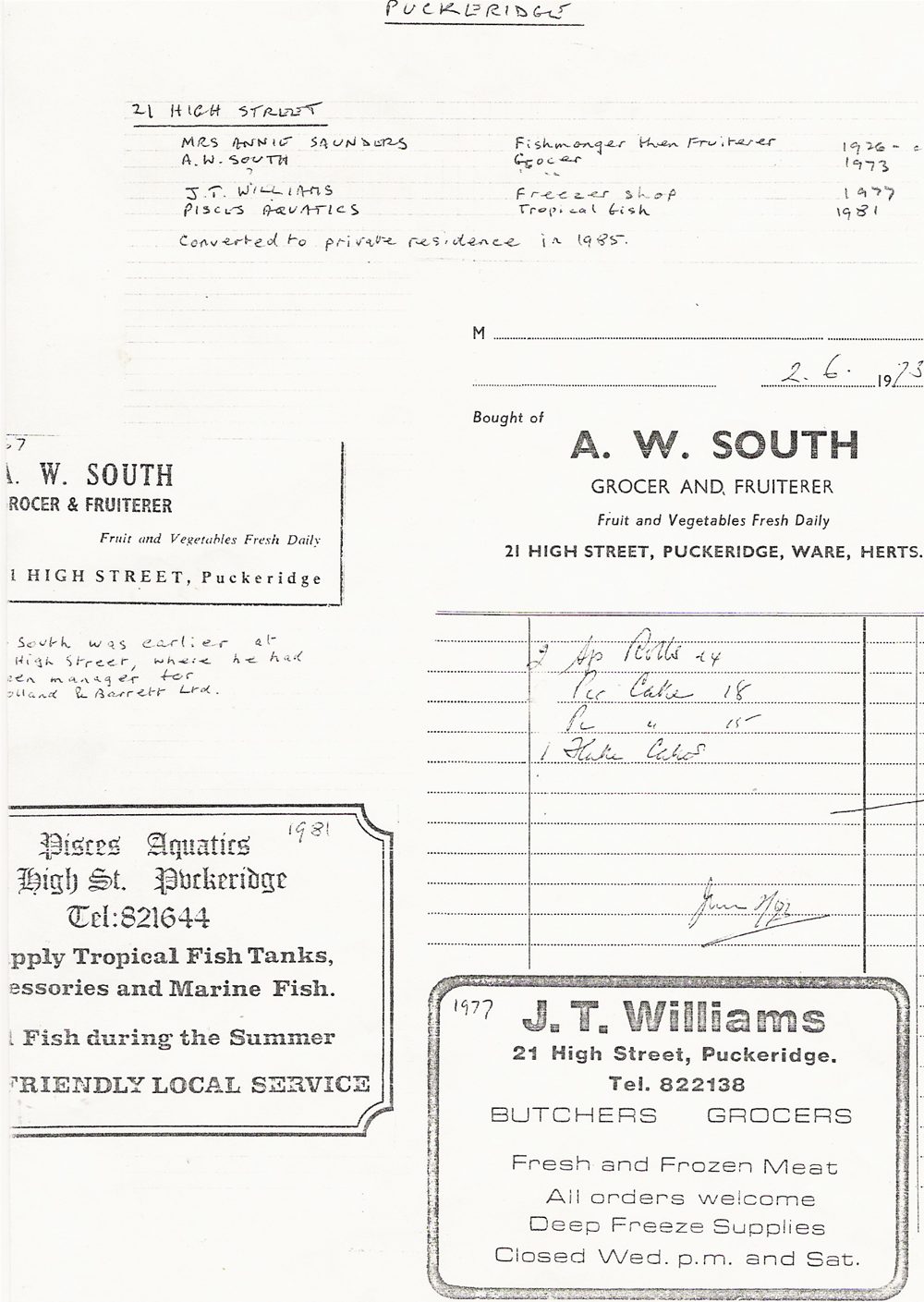 Bills from High Street traders